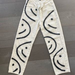 Tan printed jeans